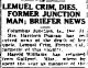 Lemuel Crim Death Announcement