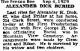 Alexander Kirkwood Dick Burial Notice Alexander Kirkwood Dick Burial Notice