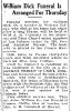 William Dick Funeral Notice