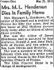 Margaret (Kirkwood) Henderson Death Notice